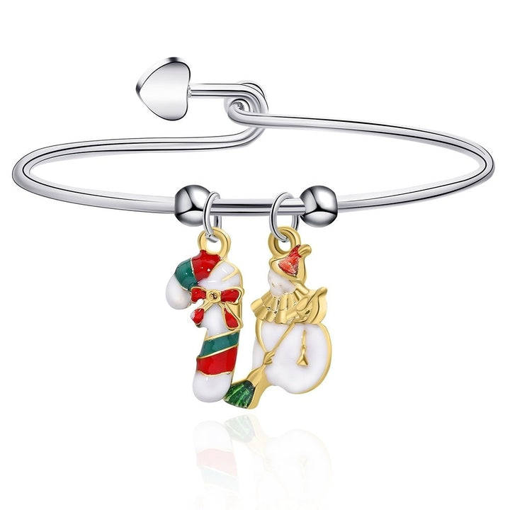 Christmas Classic Xmas Tree Elk Santa Claus Pendant Alloy Bracelet Jewelry Gift Image 6