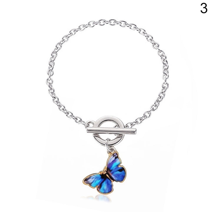 Women Fashion Gradient Butterfly Necklace Bracelet Clavicle Chain Jewelry Gift Image 4