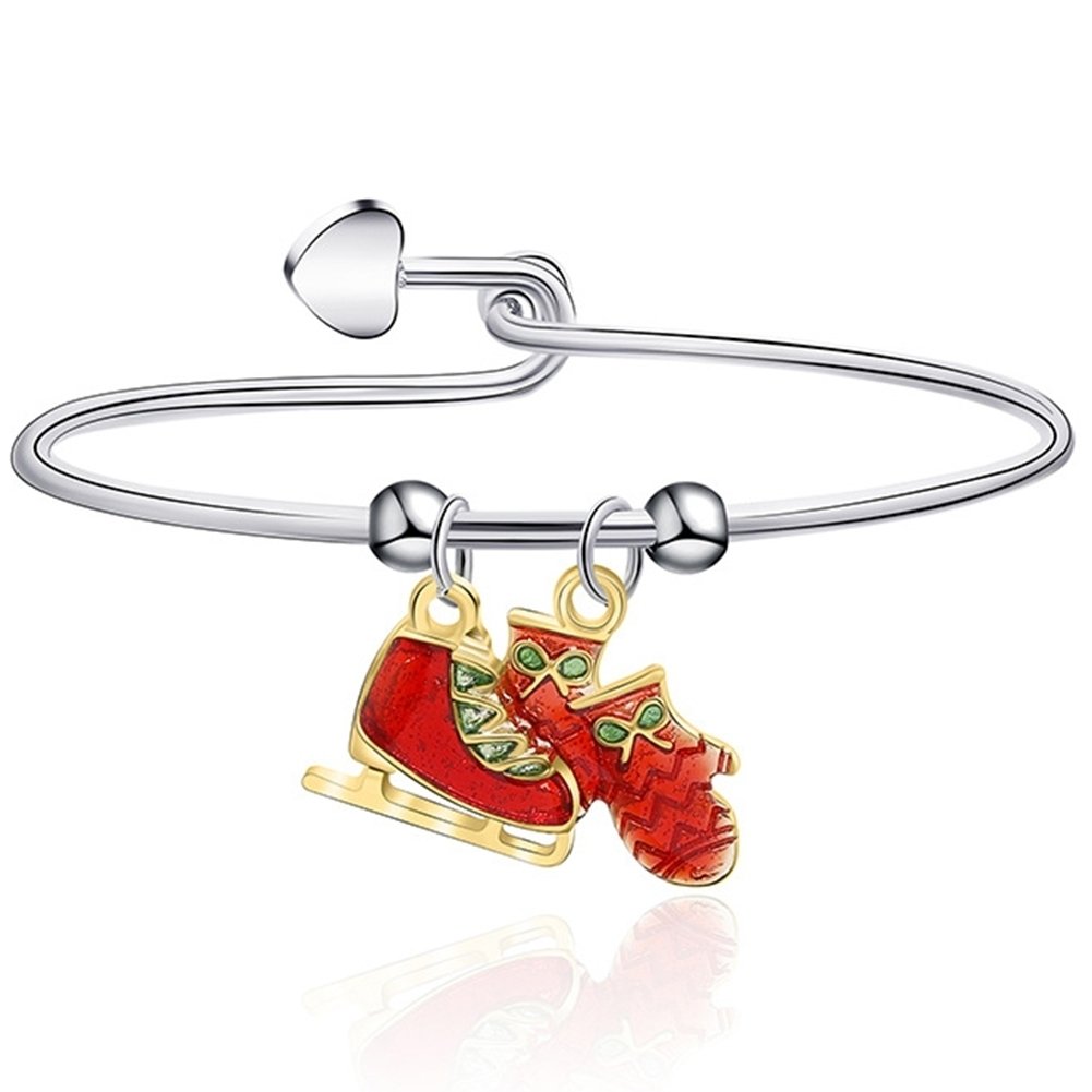 Christmas Classic Xmas Tree Elk Santa Claus Pendant Alloy Bracelet Jewelry Gift Image 8