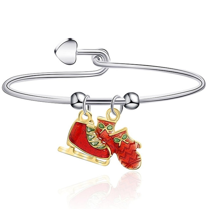 Christmas Classic Xmas Tree Elk Santa Claus Pendant Alloy Bracelet Jewelry Gift Image 1