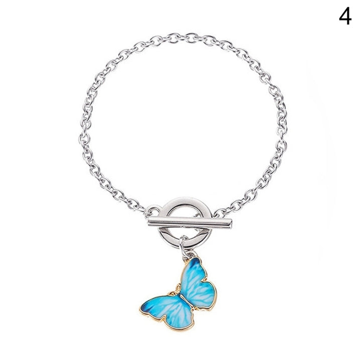 Women Fashion Gradient Butterfly Necklace Bracelet Clavicle Chain Jewelry Gift Image 4