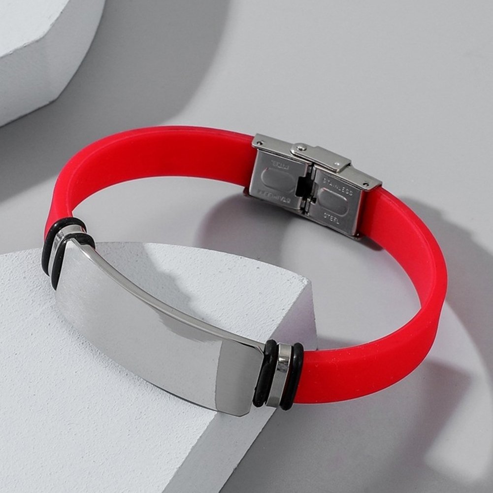 Fashion Simple Unisex Bangle Metal Silicone Wrist Bracelet Couple Jewelry Gift Image 10