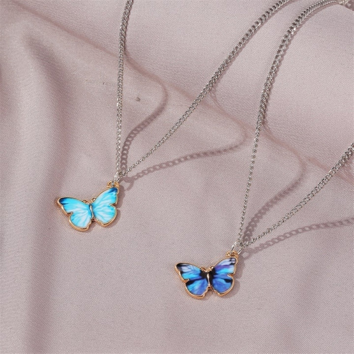 Women Fashion Gradient Butterfly Necklace Bracelet Clavicle Chain Jewelry Gift Image 6