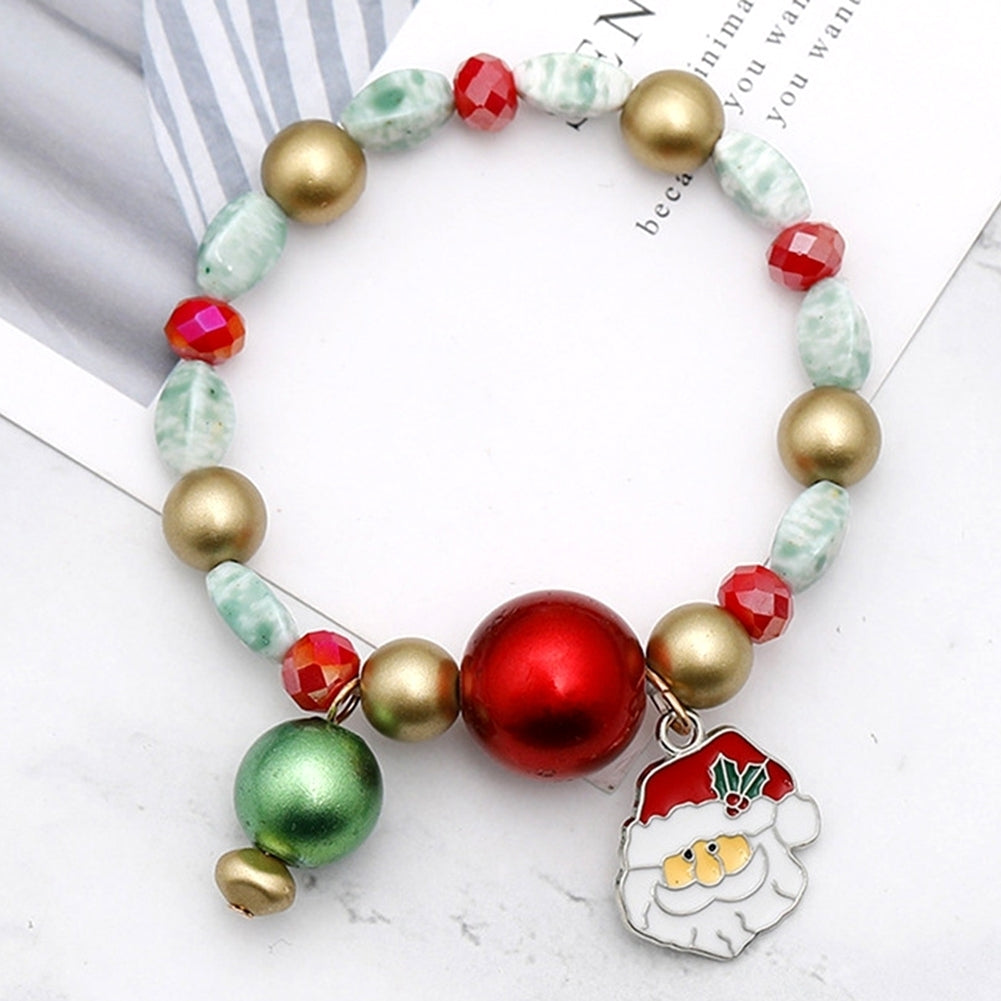 Christmas Xmas Gift Multicolor Decorative Santa Claus Snowman Bracelet Jewelry Image 1