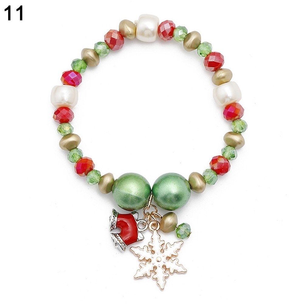 Christmas Xmas Gift Multicolor Decorative Santa Claus Snowman Bracelet Jewelry Image 3