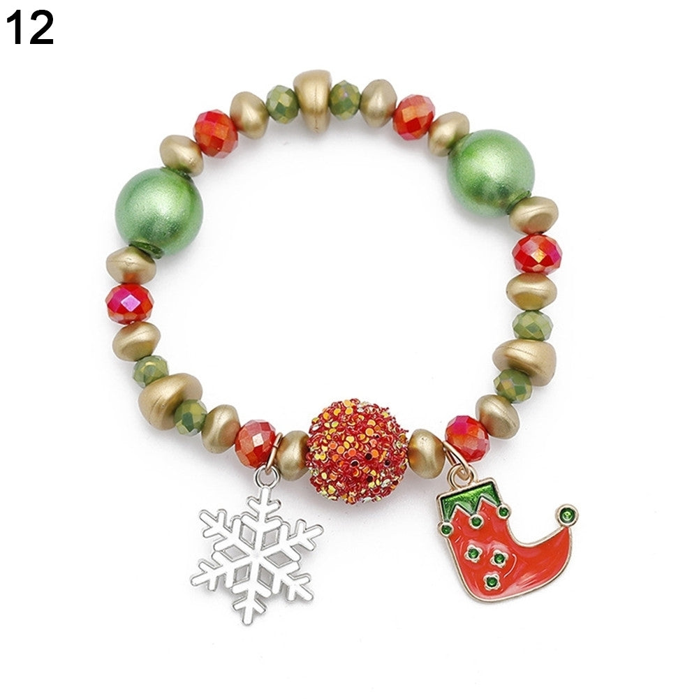 Christmas Xmas Gift Multicolor Decorative Santa Claus Snowman Bracelet Jewelry Image 4