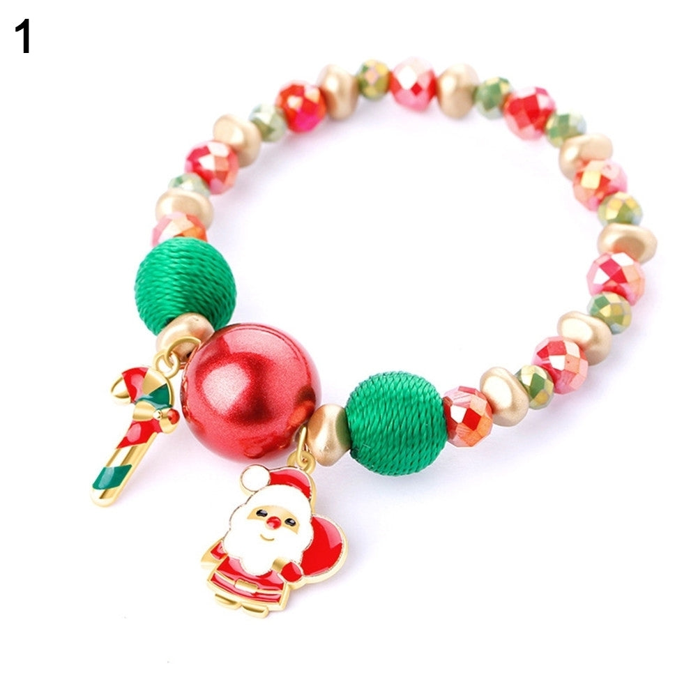 Christmas Xmas Gift Multicolor Decorative Santa Claus Snowman Bracelet Jewelry Image 4