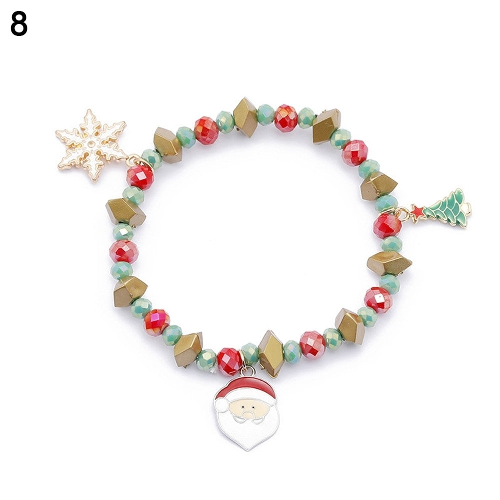 Christmas Xmas Gift Multicolor Decorative Santa Claus Snowman Bracelet Jewelry Image 12