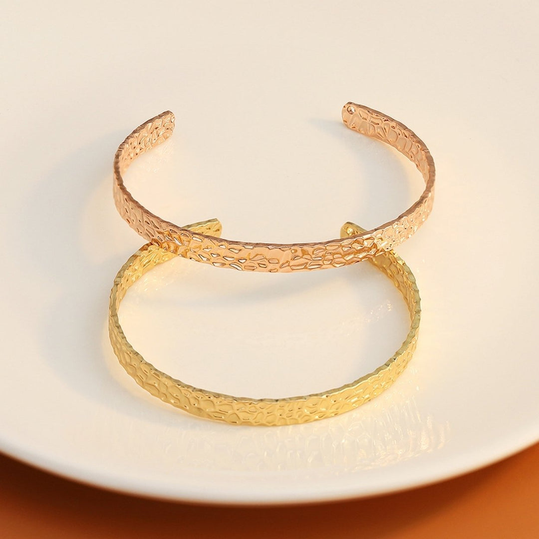 Percussion Pattern Adjustable Open Cuff Copper Material Women Bracelet Bangle Image 6