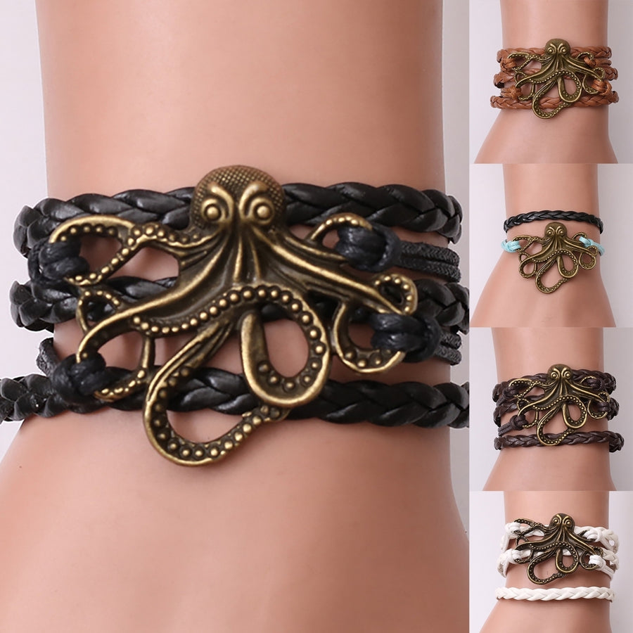 Unisex Alloy Octopus Design Braided Bracelet Party Memorial Jewelry Accessories Image 1