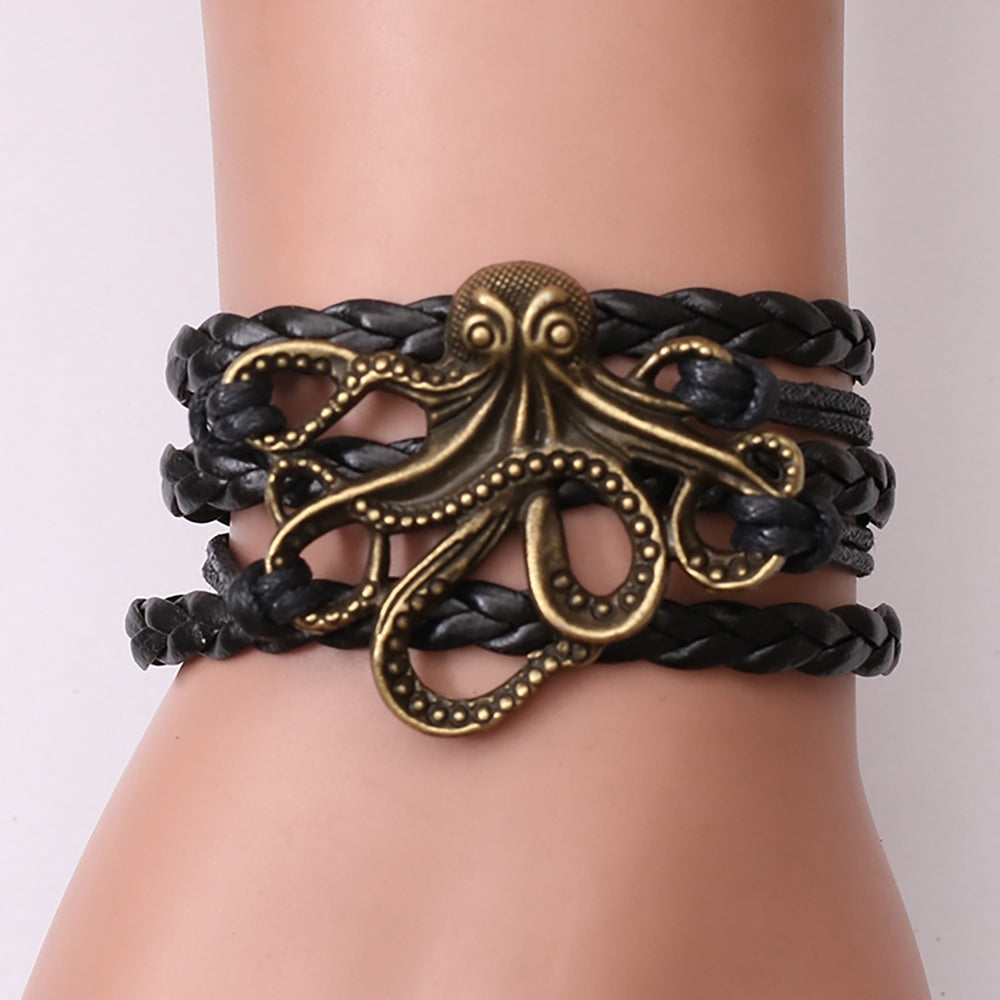 Unisex Alloy Octopus Design Braided Bracelet Party Memorial Jewelry Accessories Image 2