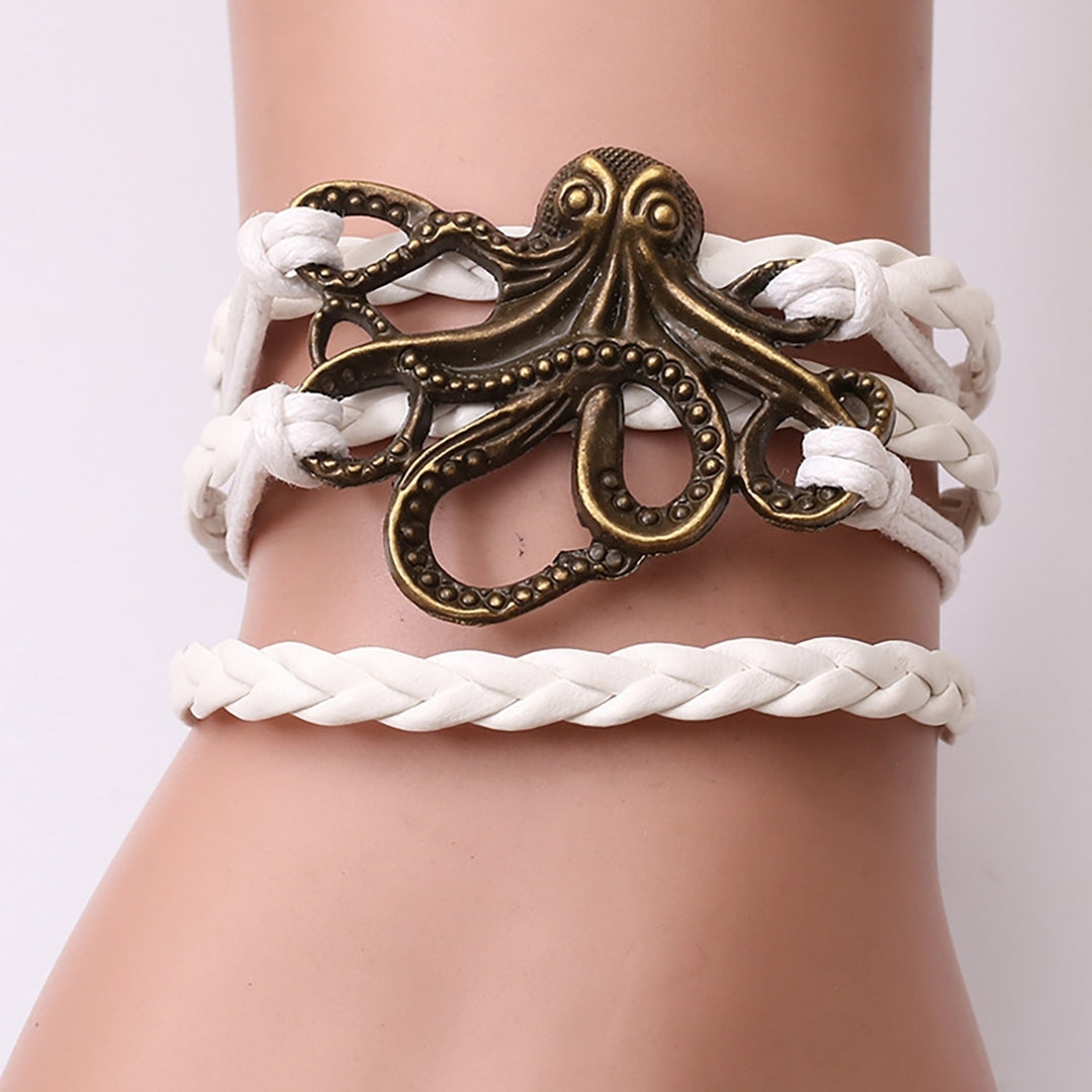 Unisex Alloy Octopus Design Braided Bracelet Party Memorial Jewelry Accessories Image 3