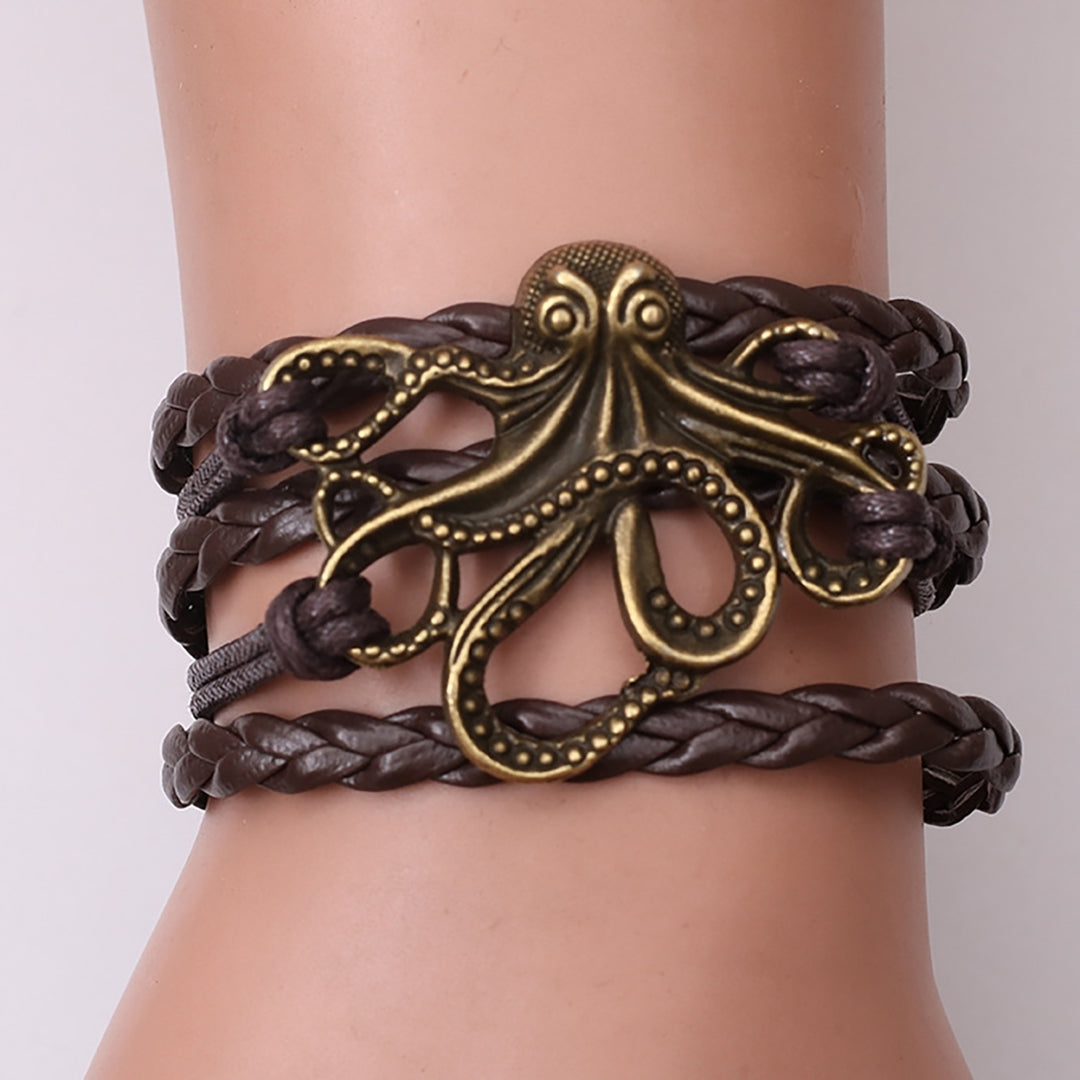 Unisex Alloy Octopus Design Braided Bracelet Party Memorial Jewelry Accessories Image 4