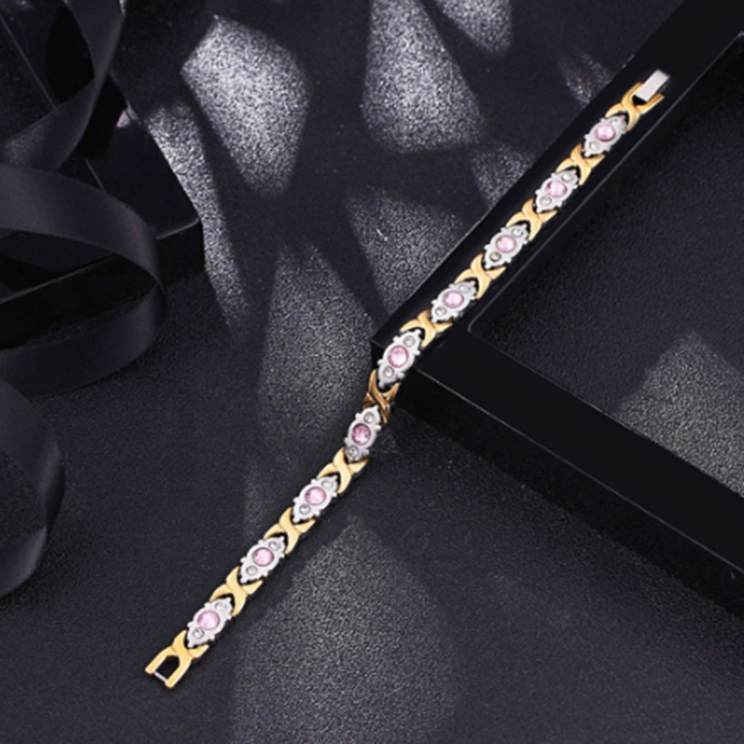 Women Fashion Alloy Rhinestone Magnetic Bracelet Bangle Jewelry Birthday Gift Image 6