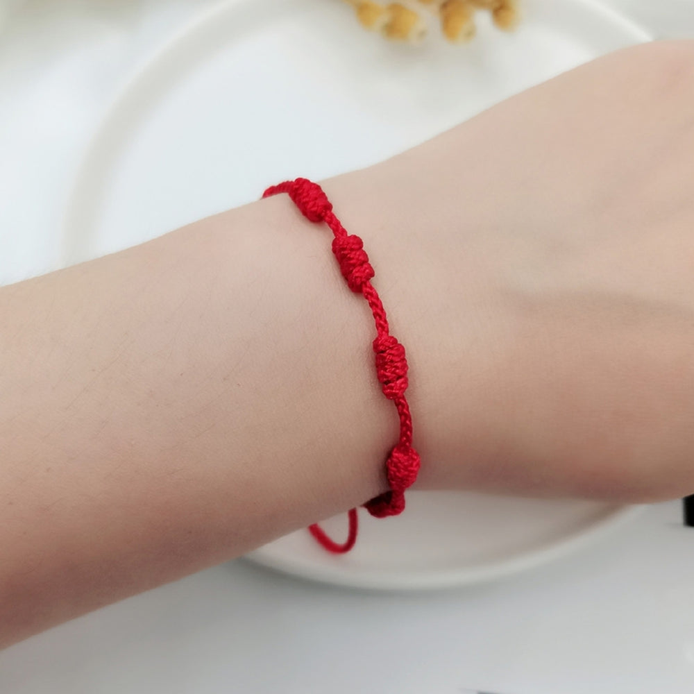 Unisex Handmade Beaded Braided Red Rope Adjustable Bracelet Wristband Jewelry Image 2