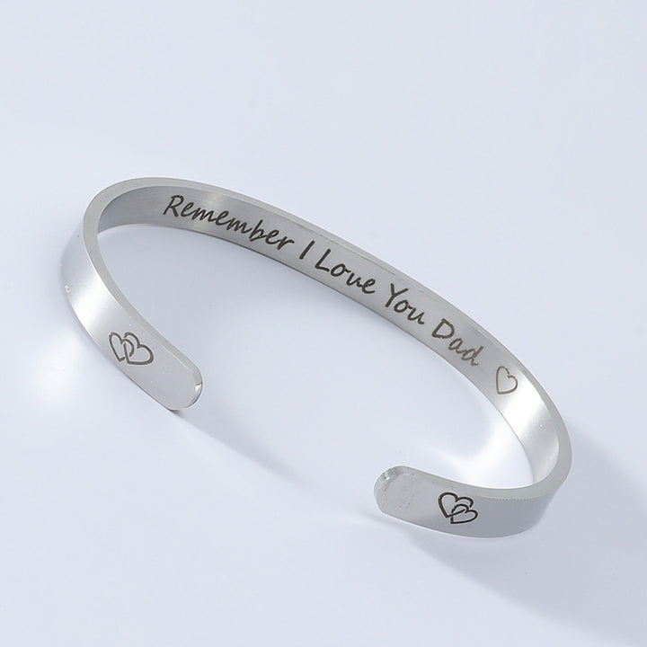 LOVE YOU DAD Letter Women Cuff Stainless Steel Bangle Bracelet Jewelry Accessory Image 4