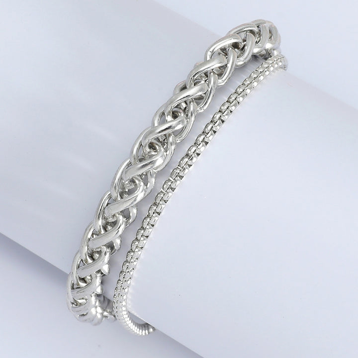 Women Simple Adjustable Double Layer Chain Bracelet Bangle Jewelry Accessory Image 3