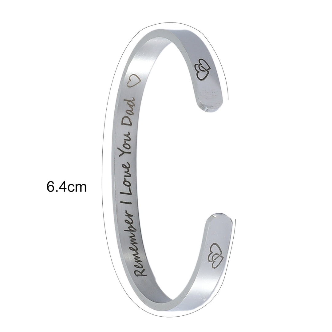 LOVE YOU DAD Letter Women Cuff Stainless Steel Bangle Bracelet Jewelry Accessory Image 4