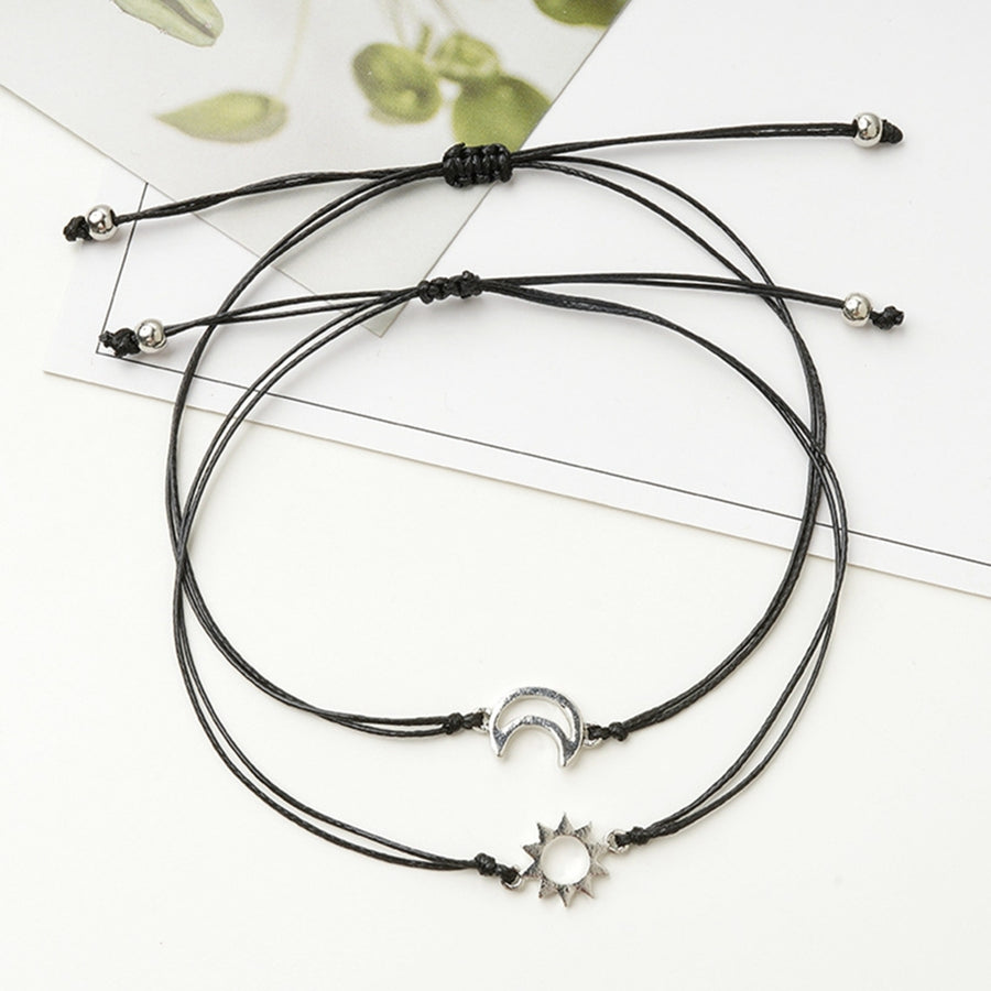 2Pcs Unisex Moon Sun Style Adjustable Couple Bracelet Friend Gift Accessories Image 1