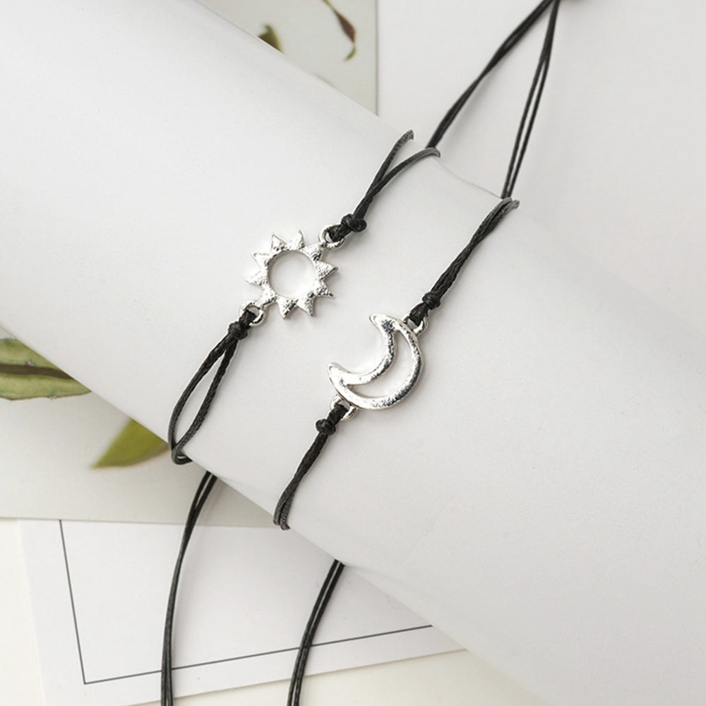 2Pcs Unisex Moon Sun Style Adjustable Couple Bracelet Friend Gift Accessories Image 2