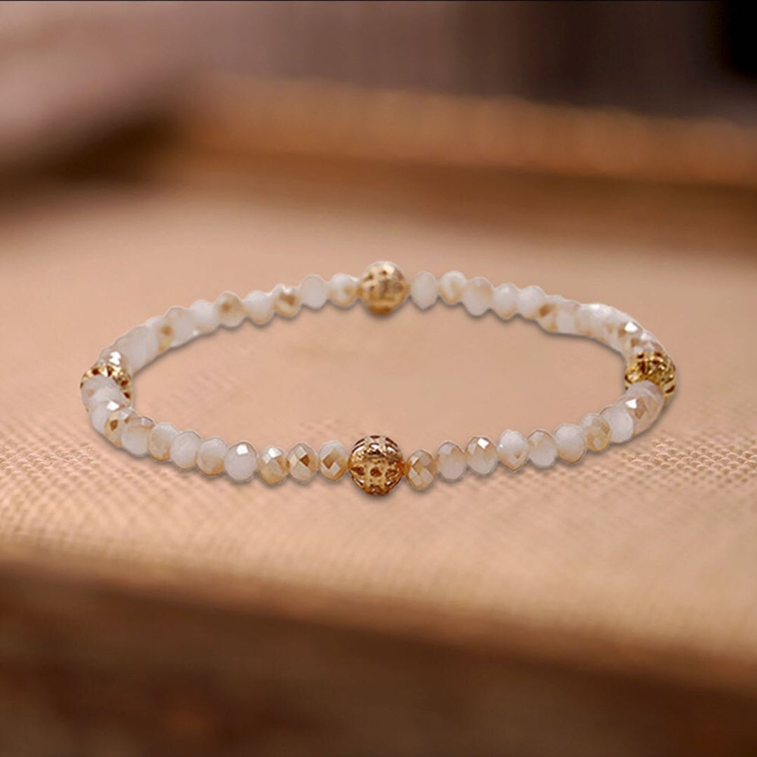 5Pcs Women Fashion Alloy Gold Silver Elastic Party Beaded Bracelet Birthday Gift Image 2