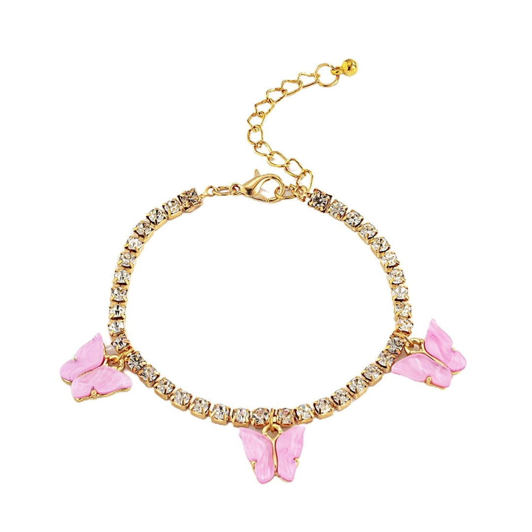 Women Simple Butterfly Rhinestone Shiny Bangle Bracelet Birthday Jewelry Gift Image 1