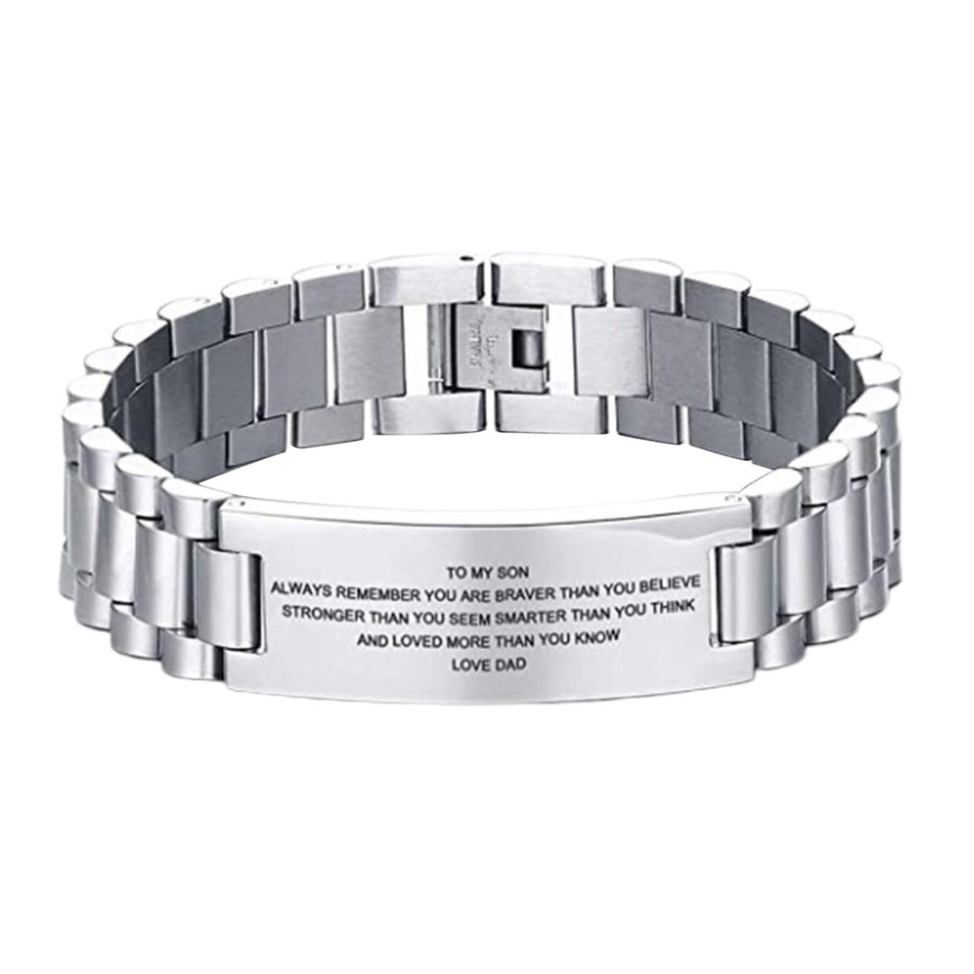 Men Letter Engraved Fashion Bracelet Boys Titanium Steel Bangle Jewelry Gift Image 6