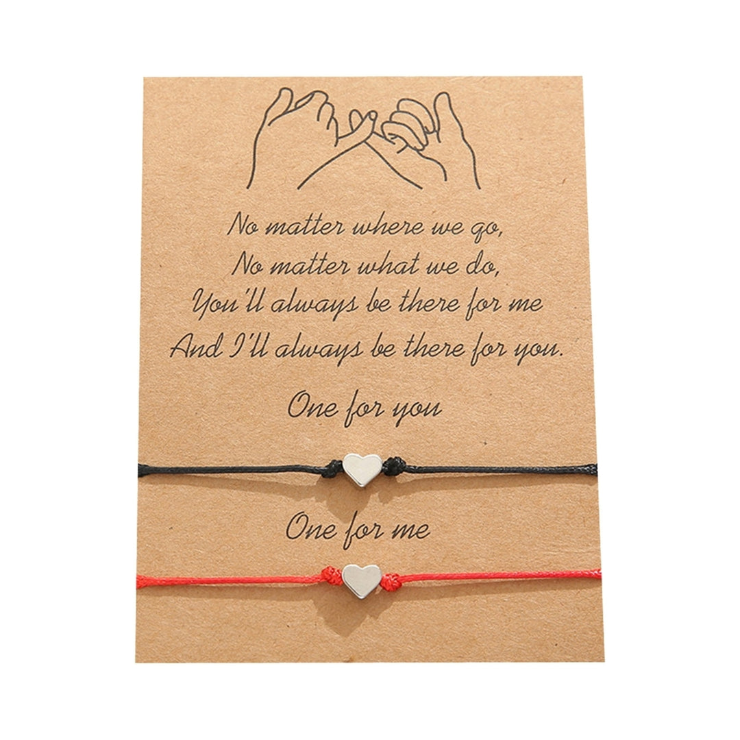 Simple Heart-shaped Wax Thread Knitting Blessing Card Lovers Bracelet Gift Set Image 10