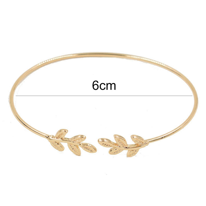 Women Creative Adjustable Leaf Open Cuff Bangle Bracelet Jewelry Accessory Gift Image 4