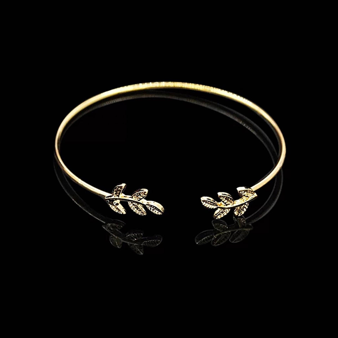 Women Creative Adjustable Leaf Open Cuff Bangle Bracelet Jewelry Accessory Gift Image 6