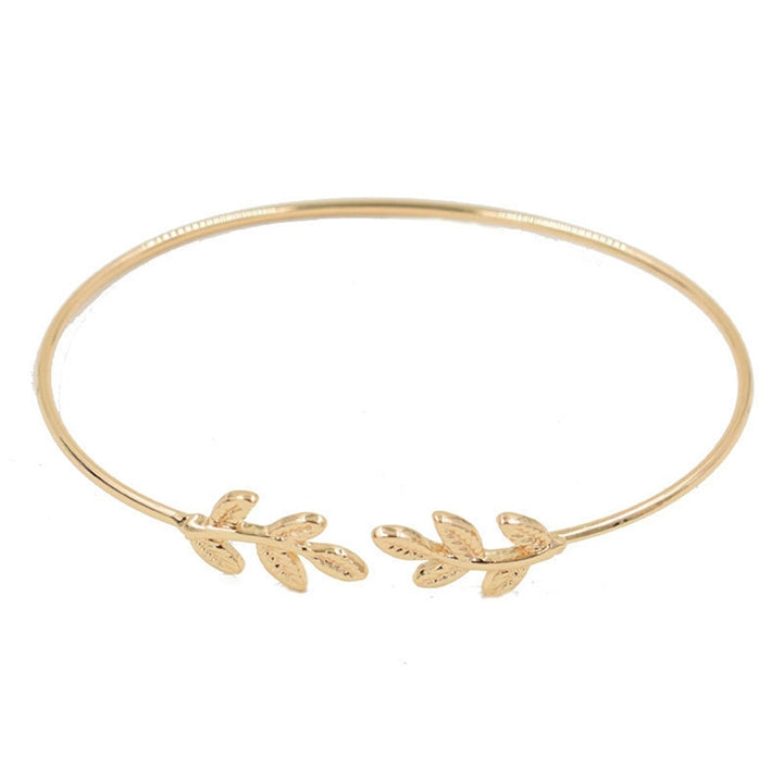 Women Creative Adjustable Leaf Open Cuff Bangle Bracelet Jewelry Accessory Gift Image 10