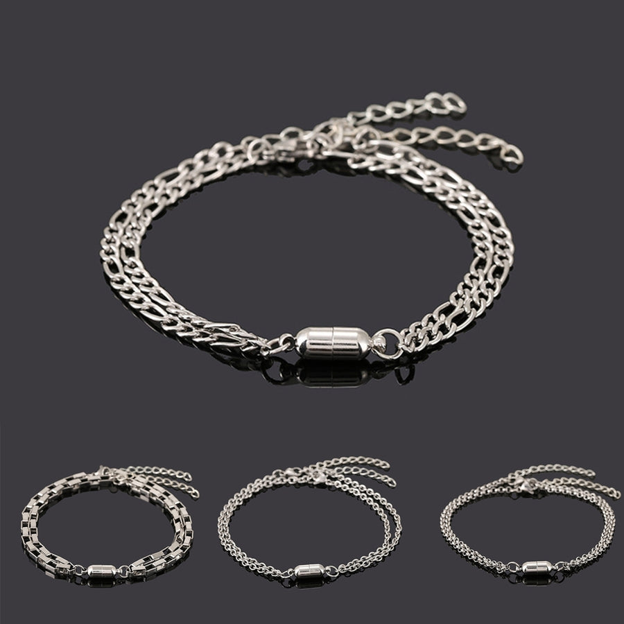 1 Pair Lovers Bracelets Anti-rust Magnet Attract Stainless Steel  Set for Couple Image 1