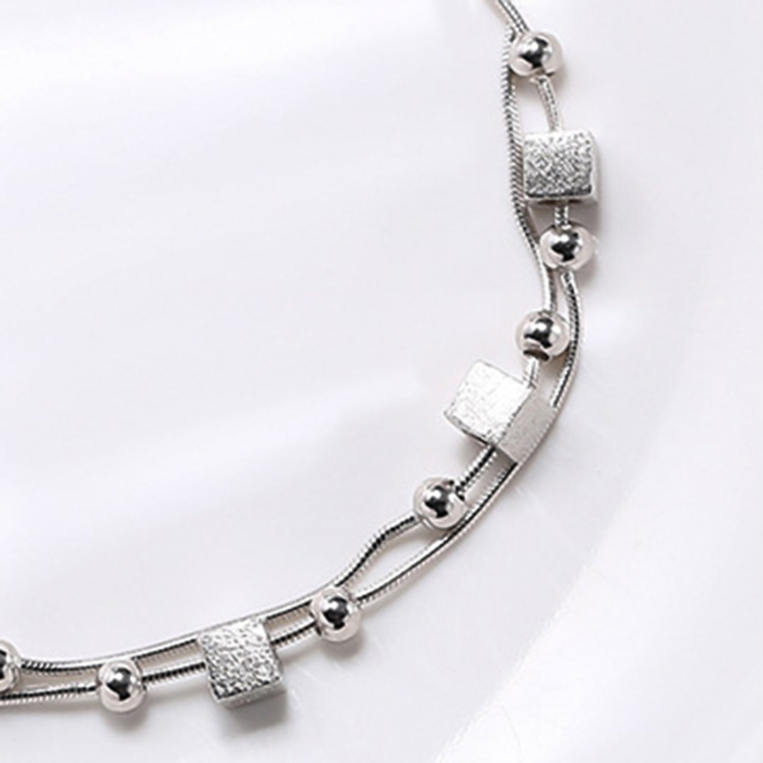 Women Bead Square Bracelet 2-Layers Chain Bangle Jewelry Accessory for Valentine Day Image 8