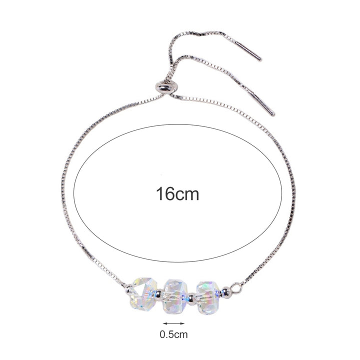 Women Simple Adjustable Rhinestone Beads Chain Bracelet Jewelry Accessory for Anniversary Image 4