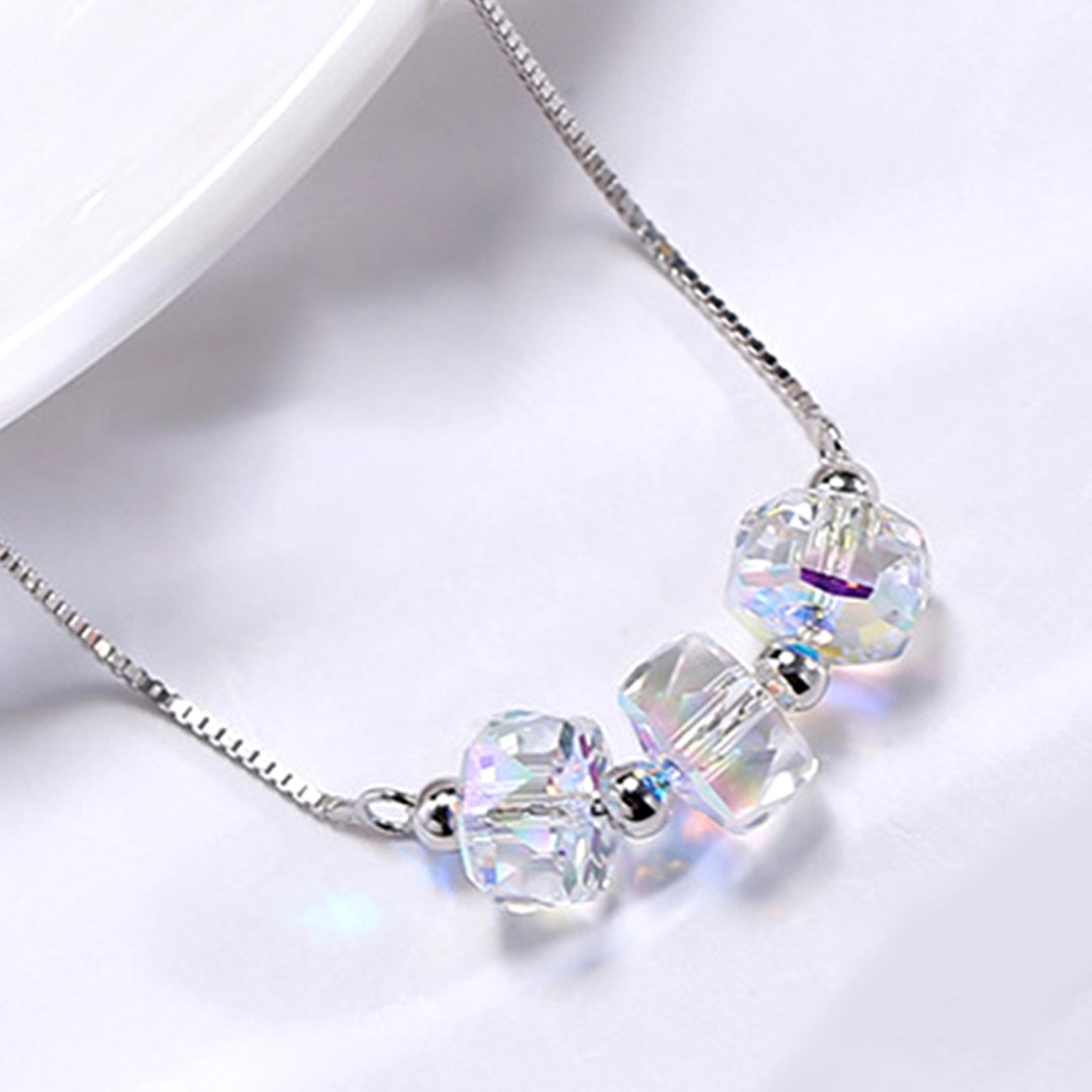 Women Simple Adjustable Rhinestone Beads Chain Bracelet Jewelry Accessory for Anniversary Image 7