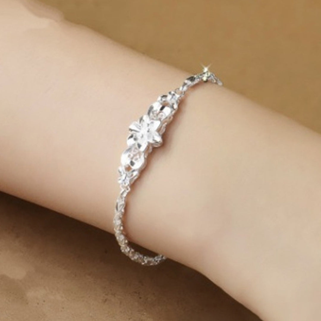 Women Flower All-match Chain Adjustable Elegant Bangle Bracelet Jewelry Accessory for Valentine Day Image 3