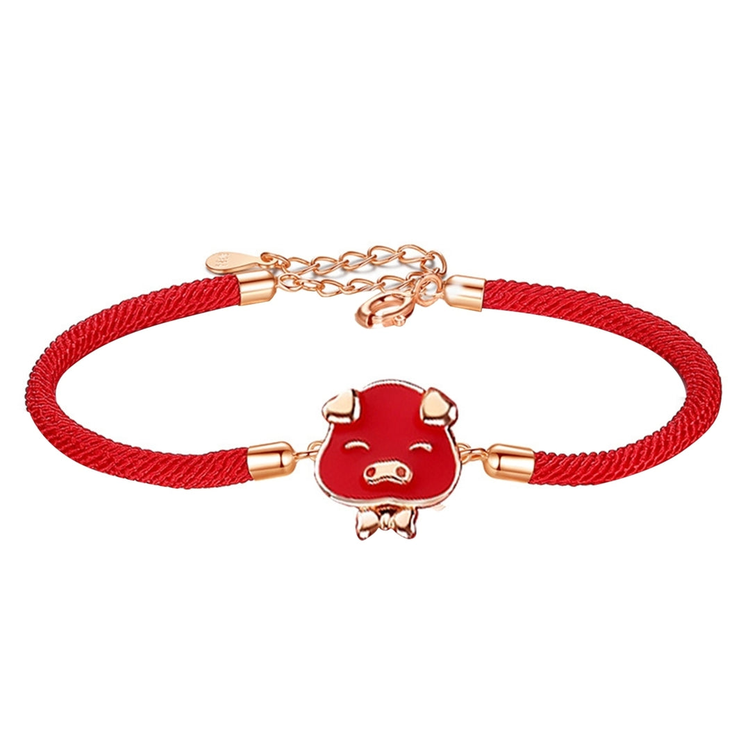 Bracelet Exquisite Cartoon Animal Pattern Sterling Silver Chinese Zodiac Red Rope Bangle for Party Image 3