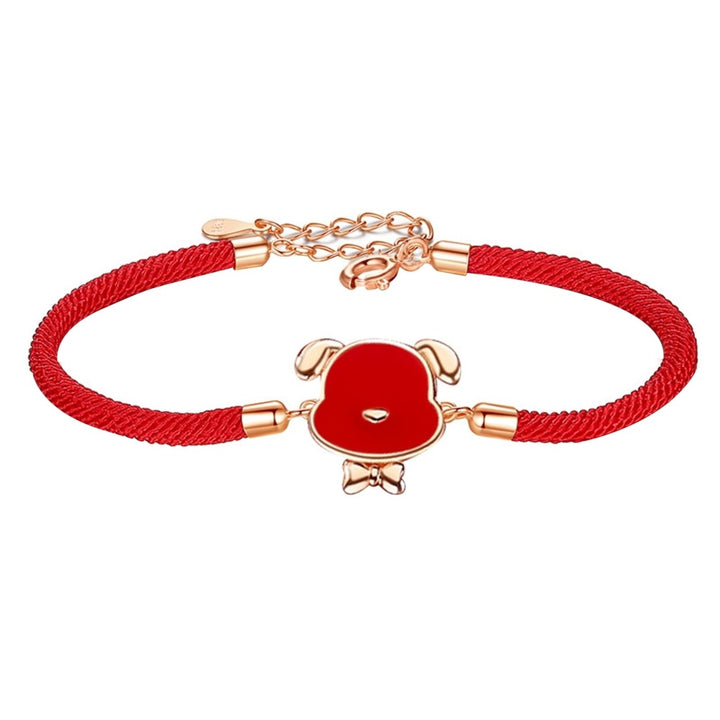 Bracelet Exquisite Cartoon Animal Pattern Sterling Silver Chinese Zodiac Red Rope Bangle for Party Image 4