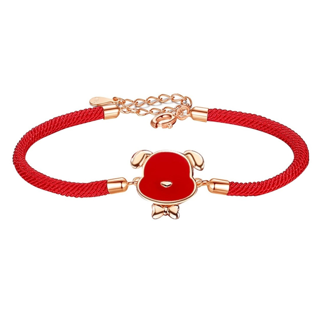 Bracelet Exquisite Cartoon Animal Pattern Sterling Silver Chinese Zodiac Red Rope Bangle for Party Image 1