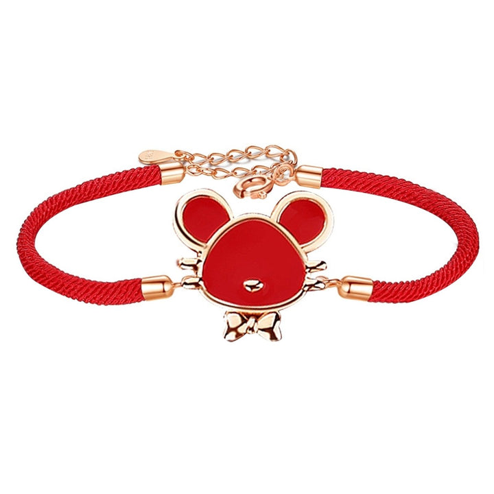 Bracelet Exquisite Cartoon Animal Pattern Sterling Silver Chinese Zodiac Red Rope Bangle for Party Image 4