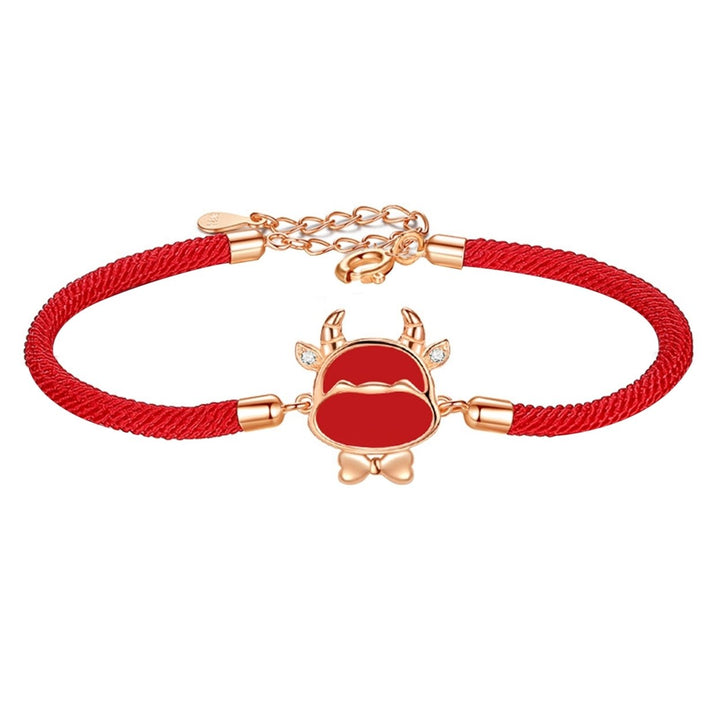 Bracelet Exquisite Cartoon Animal Pattern Sterling Silver Chinese Zodiac Red Rope Bangle for Party Image 1