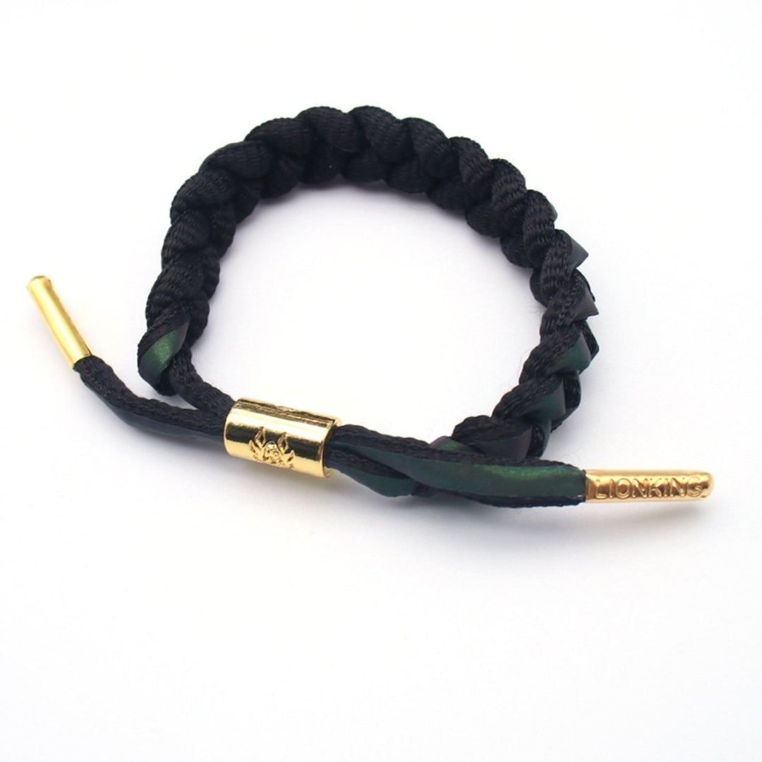 Adjustable Handmade Woven Holographic Reflective Wristband Braided Bracelet Fashion Accessories Image 1