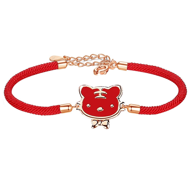 Bracelet Exquisite Cartoon Animal Pattern Sterling Silver Chinese Zodiac Red Rope Bangle for Party Image 7