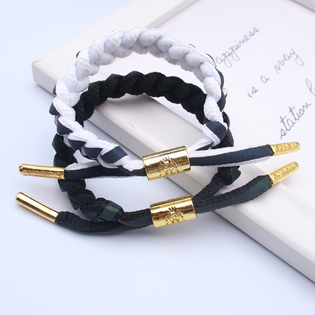 Adjustable Handmade Woven Holographic Reflective Wristband Braided Bracelet Fashion Accessories Image 7