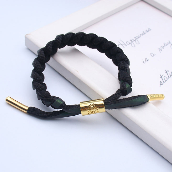 Adjustable Handmade Woven Holographic Reflective Wristband Braided Bracelet Fashion Accessories Image 8