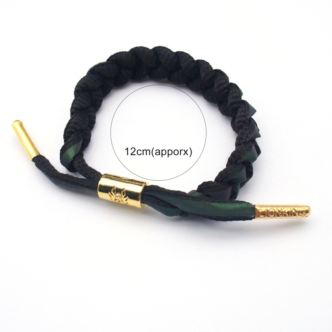 Adjustable Handmade Woven Holographic Reflective Wristband Braided Bracelet Fashion Accessories Image 9
