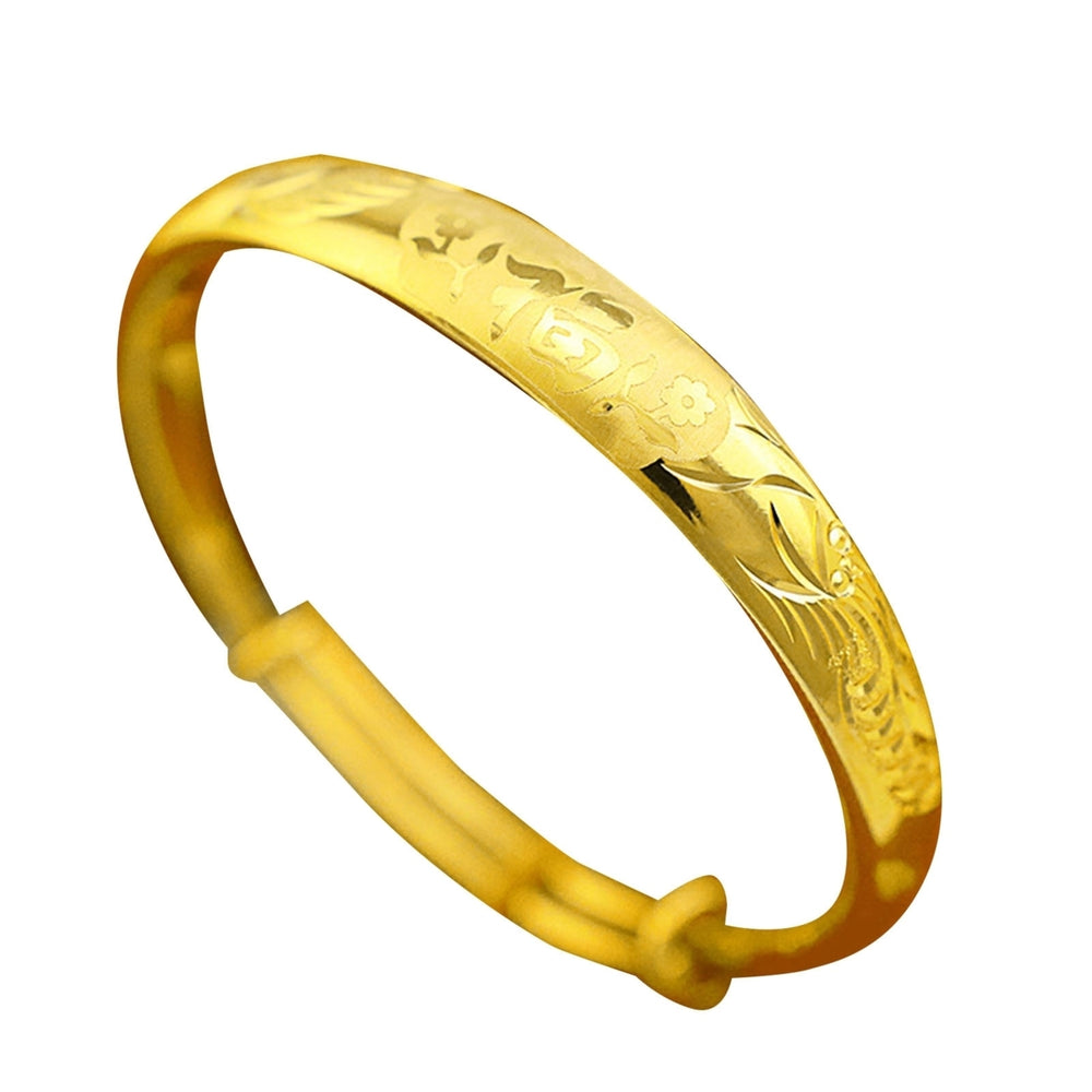 Charm Bracelet Exquisite Non-fade Adjustable Golden Color Bangle for Wedding Image 2