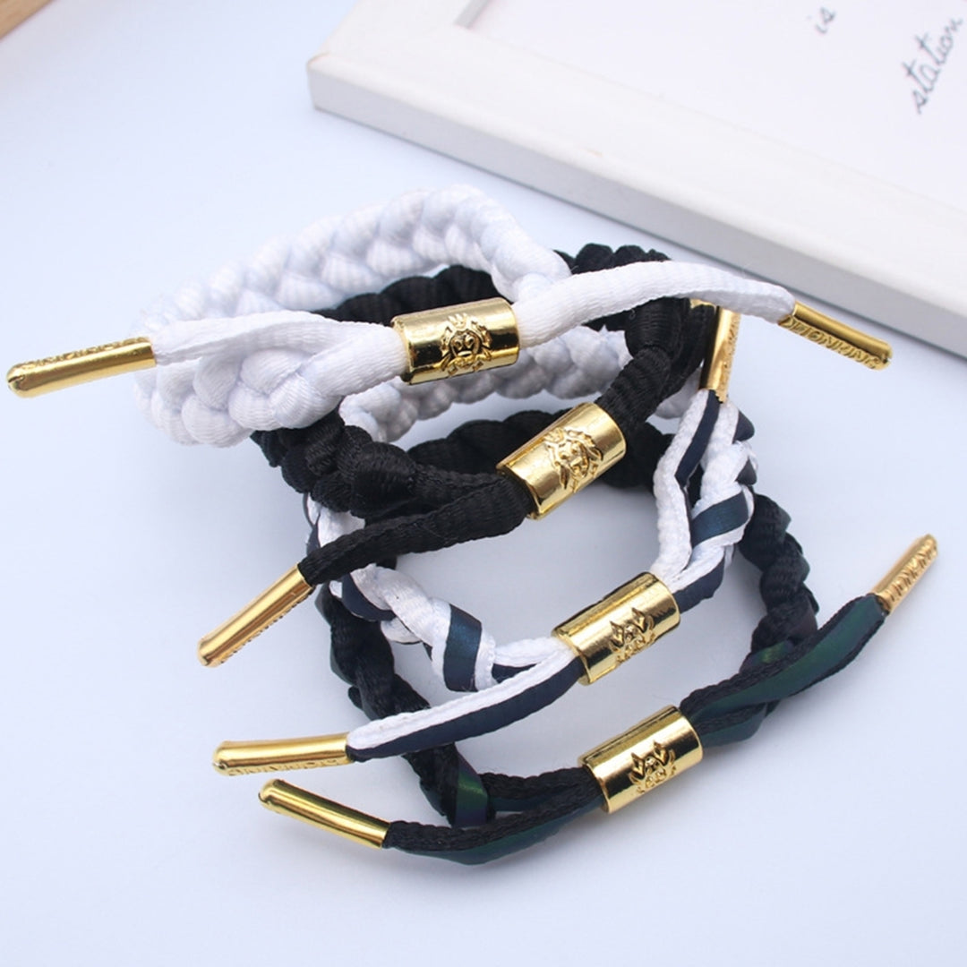 Adjustable Handmade Woven Holographic Reflective Wristband Braided Bracelet Fashion Accessories Image 10