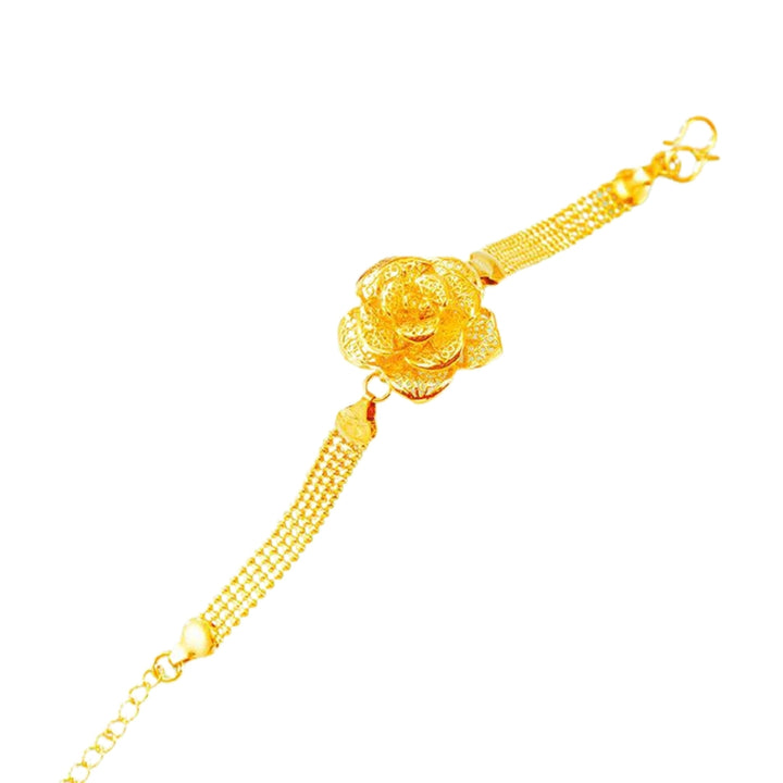 Flower Bracelet Anti-oxidation Smooth Edge Plated Copper Golden Rose Chain Bracelet for Gift Image 2