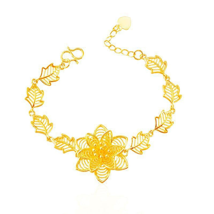 Flower Bracelet Anti-oxidation Smooth Edge Plated Copper Golden Rose Chain Bracelet for Gift Image 3